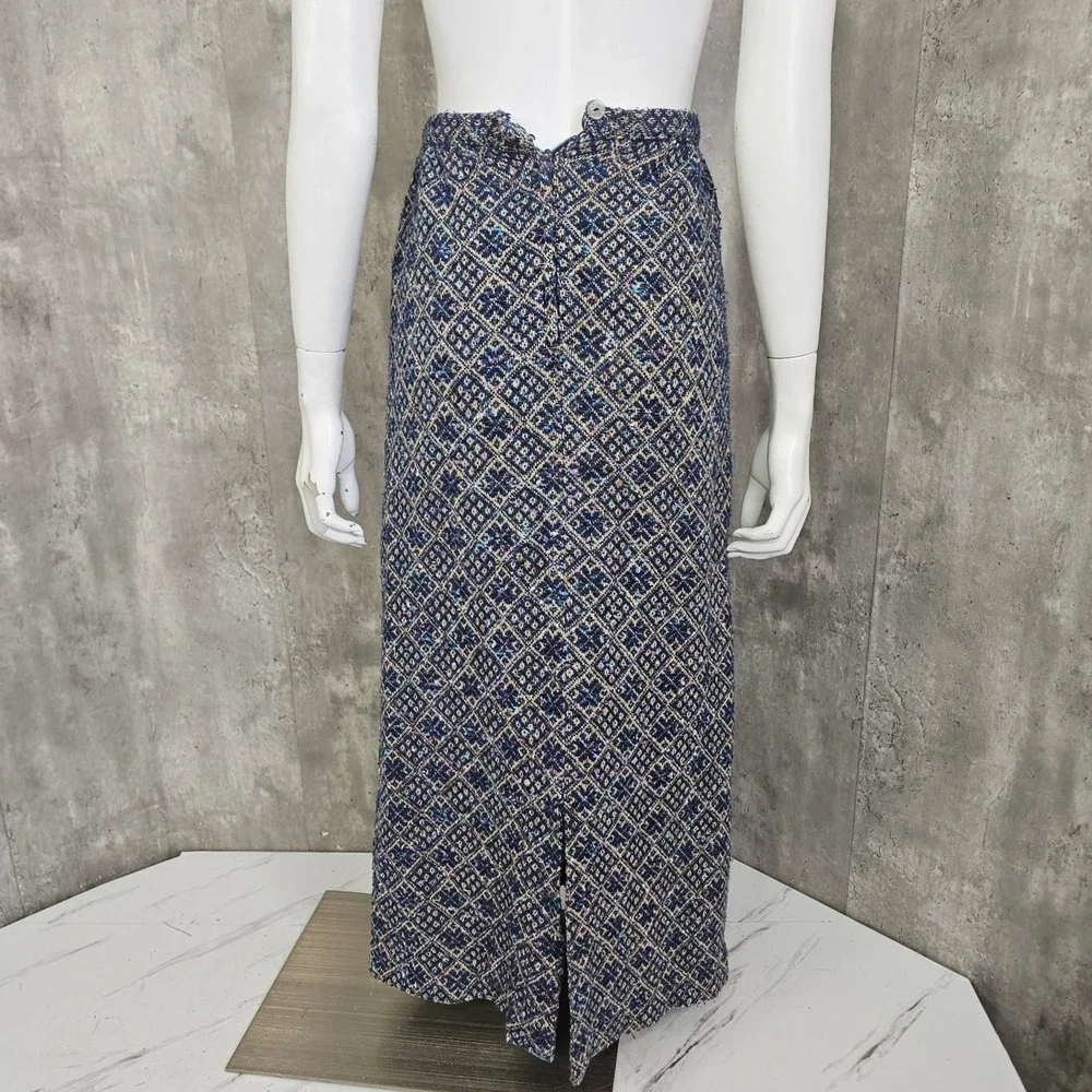 Vintage‎ Fritzi of CA Boucle Knit Tapestry Maxi Skirt Geometric 70s Cottagecore